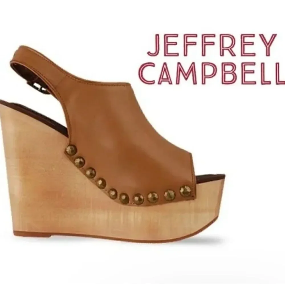 Jeffrey Campbell clogs cream leather US 5.5M BoxD Wood platforms
